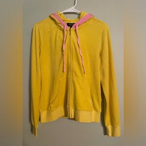 Juicy Couture Yellow Zip Hoodie with Pink Trim